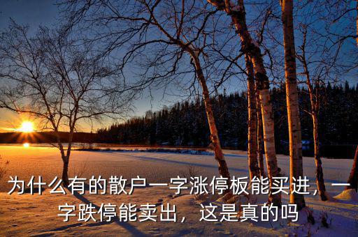 為什么有的散戶一字漲停板能買進，一字跌停能賣出，這是真的嗎
