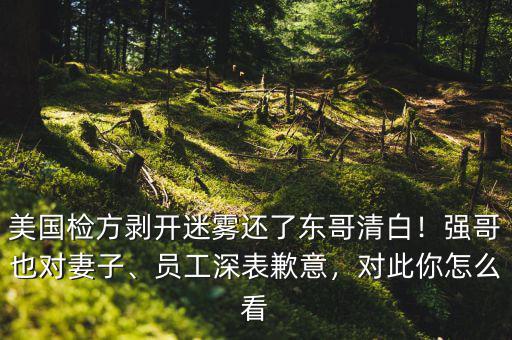 美國檢方剝開迷霧還了東哥清白！強(qiáng)哥也對妻子、員工深表歉意，對此你怎么看