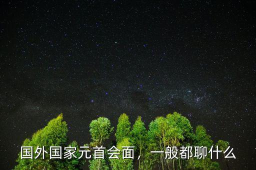 國外國家元首會面，一般都聊什么