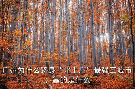 廣州為什么躋身“北上廣”最強三城市，靠的是什么