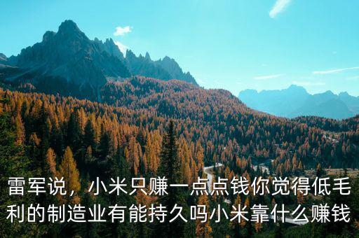 雷軍說，小米只賺一點點錢你覺得低毛利的制造業(yè)有能持久嗎小米靠什么賺錢