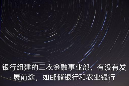 銀行組建的三農金融事業(yè)部，有沒有發(fā)展前途，如郵儲銀行和農業(yè)銀行