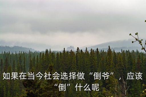 如果在當(dāng)今社會(huì)選擇做“倒?fàn)敗?，?yīng)該“倒”什么呢