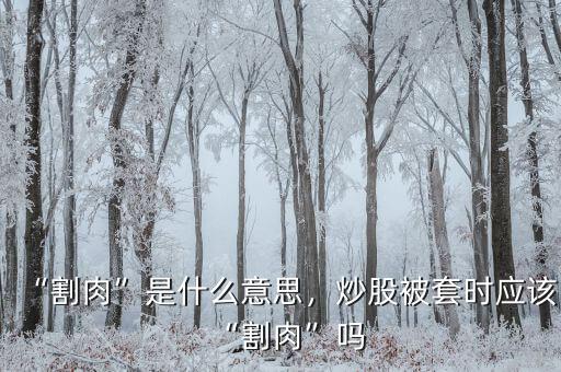 “割肉”是什么意思，炒股被套時(shí)應(yīng)該“割肉”嗎