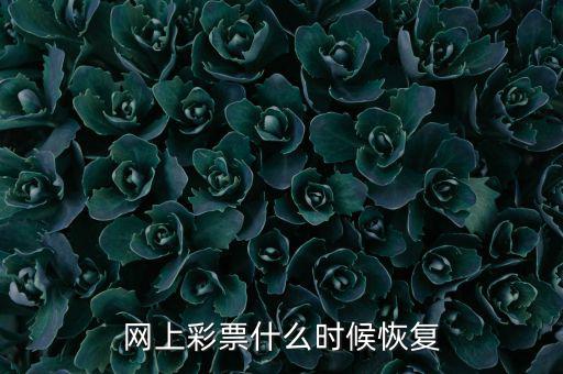 網上彩票什么時候恢復