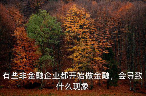 有些非金融企業(yè)都開始做金融，會(huì)導(dǎo)致什么現(xiàn)象