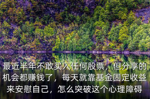 最近半年不敢買入任何股票，但分享的機會都賺錢了，每天就靠基金固定收益來安慰自己，怎么突破這個心理障礙
