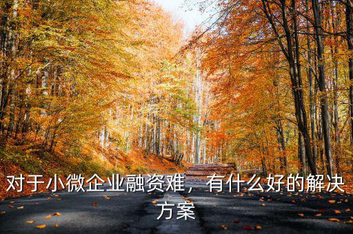 對(duì)于小微企業(yè)融資難，有什么好的解決方案