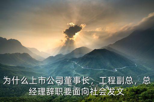 為什么上市公司董事長(zhǎng)，工程副總，總經(jīng)理辭職要面向社會(huì)發(fā)文