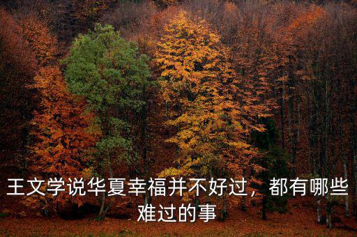王文學說華夏幸福并不好過，都有哪些難過的事