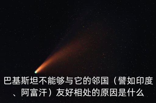 巴基斯坦不能夠與它的鄰國（譬如印度、阿富汗）友好相處的原因是什么