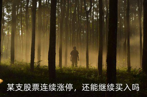 某支股票連續(xù)漲停，還能繼續(xù)買入嗎
