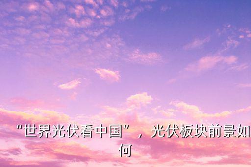 “世界光伏看中國(guó)”，光伏板塊前景如何