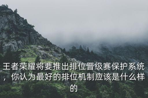 王者榮耀將要推出排位晉級賽保護(hù)系統(tǒng)，你認(rèn)為最好的排位機(jī)制應(yīng)該是什么樣的