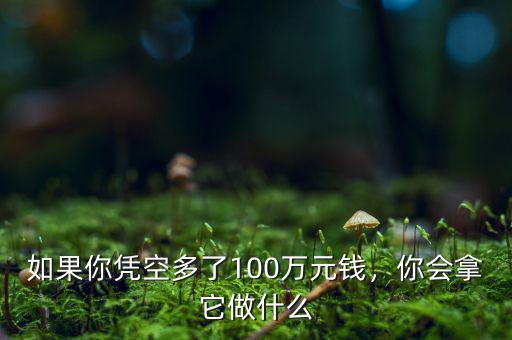 如果你憑空多了100萬元錢，你會拿它做什么