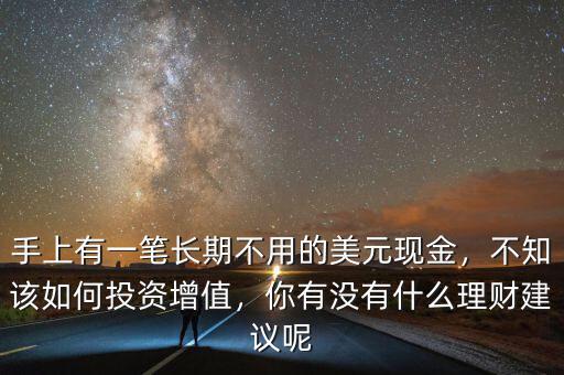 手上有一筆長期不用的美元現(xiàn)金，不知該如何投資增值，你有沒有什么理財(cái)建議呢