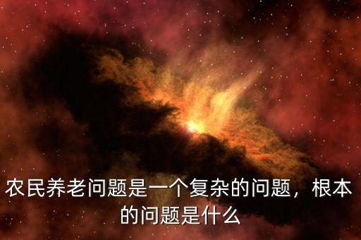 農(nóng)民養(yǎng)老問(wèn)題是一個(gè)復(fù)雜的問(wèn)題，根本的問(wèn)題是什么