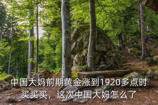 中國(guó)大媽前期黃金漲到1920多點(diǎn)時(shí)買(mǎi)買(mǎi)買(mǎi)，這次中國(guó)大媽怎么了