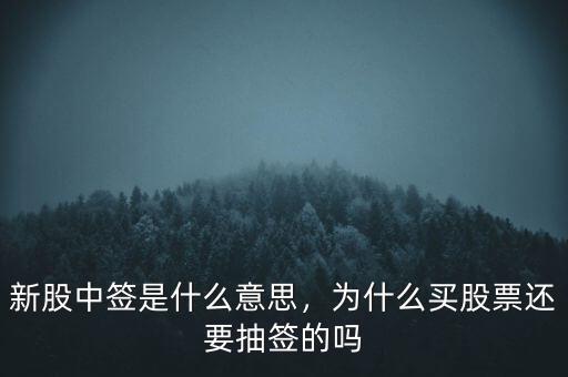 新股中簽是什么意思，為什么買股票還要抽簽的嗎