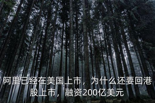阿里已經(jīng)在美國上市，為什么還要回港股上市，融資200億美元