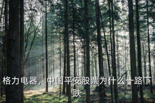 格力電器，中國平安股票為什么一路下跌