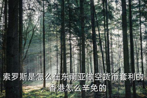 索羅斯是怎么在東南亞做空貨幣套利的，香港怎么辛免的