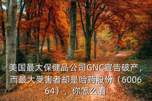 美國(guó)最大保健品公司GNC宣告破產(chǎn)，而最大受害者卻是哈藥股份（600664），你怎么看