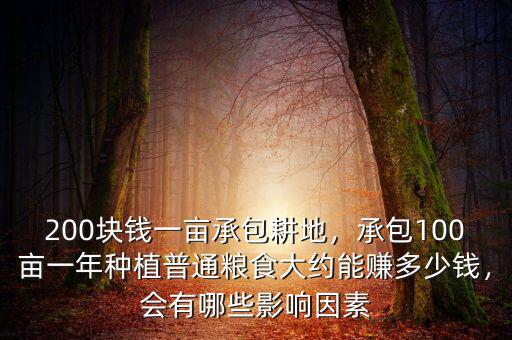 200塊錢一畝承包耕地，承包100畝一年種植普通糧食大約能賺多少錢，會(huì)有哪些影響因素