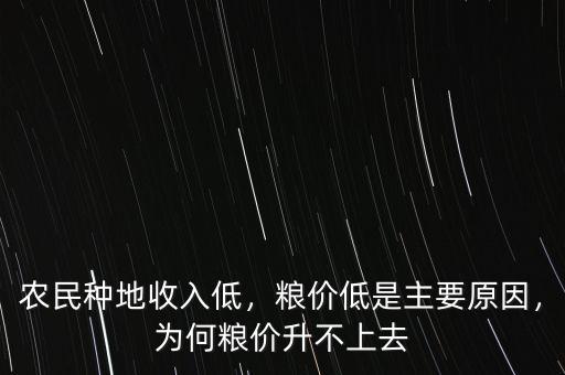 農(nóng)民種地收入低，糧價低是主要原因，為何糧價升不上去