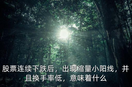 股票連續(xù)下跌后，出現(xiàn)縮量小陽(yáng)線，并且換手率低，意味著什么