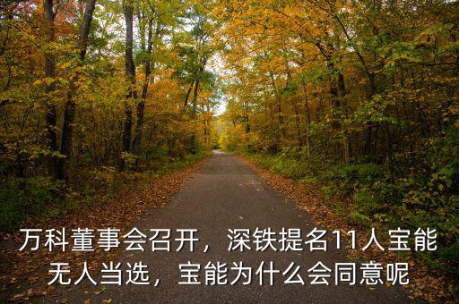 萬科董事會(huì)召開，深鐵提名11人寶能無人當(dāng)選，寶能為什么會(huì)同意呢