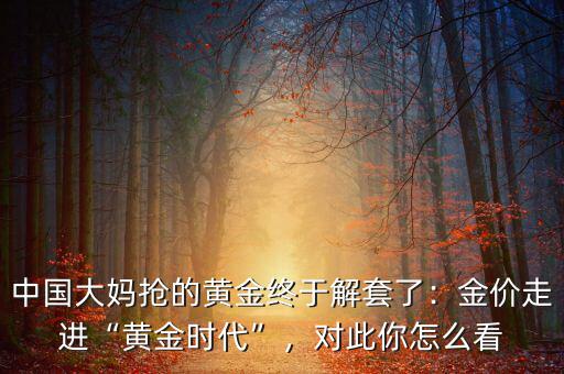 中國大媽搶的黃金終于解套了：金價(jià)走進(jìn)“黃金時(shí)代”，對(duì)此你怎么看