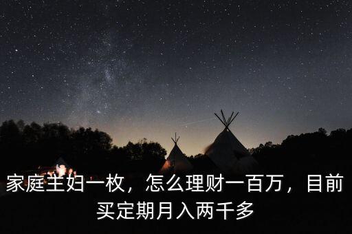 家庭主婦一枚，怎么理財一百萬，目前買定期月入兩千多