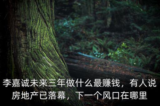 李嘉誠未來三年做什么最賺錢，有人說房地產(chǎn)已落幕，下一個風(fēng)口在哪里