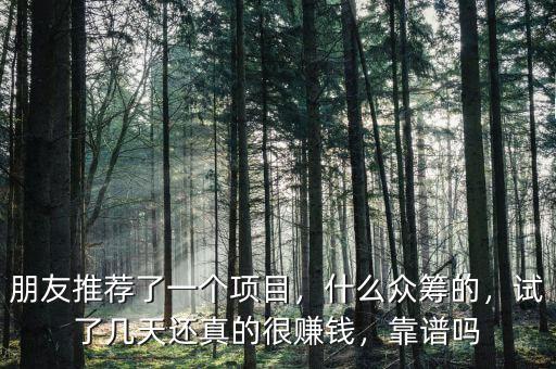 朋友推薦了一個(gè)項(xiàng)目，什么眾籌的，試了幾天還真的很賺錢，靠譜嗎