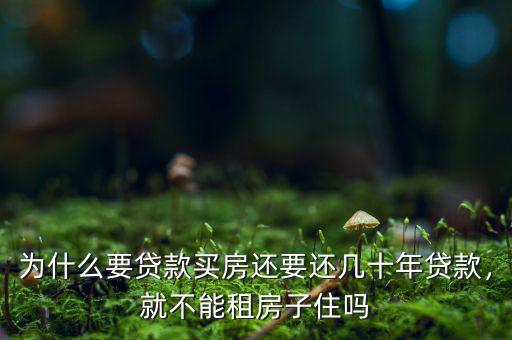 為什么要貸款買房還要還幾十年貸款，就不能租房子住嗎
