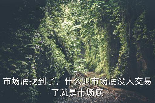 市場(chǎng)底找到了，什么叫市場(chǎng)底沒人交易了就是市場(chǎng)底