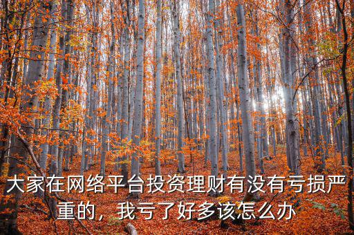 大家在網(wǎng)絡(luò)平臺投資理財有沒有虧損嚴重的，我虧了好多該怎么辦