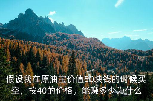 假設(shè)我在原油寶價(jià)值50塊錢的時(shí)候買空，按40的價(jià)格，能賺多少為什么