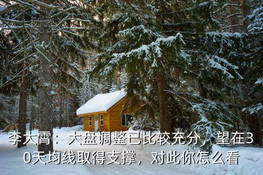李大霄：大盤調整已比較充分，望在30天均線取得支撐，對此你怎么看