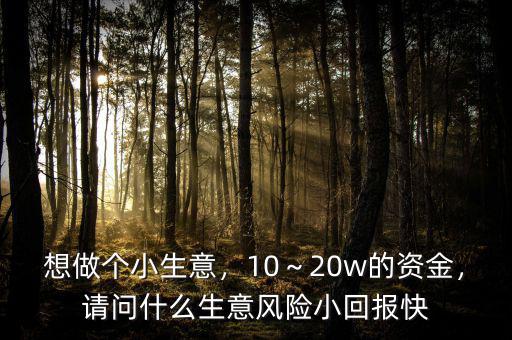 想做個(gè)小生意，10～20w的資金，請(qǐng)問(wèn)什么生意風(fēng)險(xiǎn)小回報(bào)快