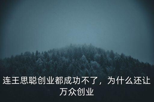 連王思聰創(chuàng)業(yè)都成功不了，為什么還讓萬眾創(chuàng)業(yè)