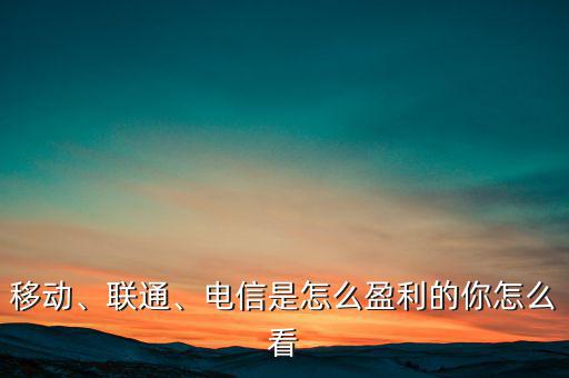 移動(dòng)、聯(lián)通、電信是怎么盈利的你怎么看