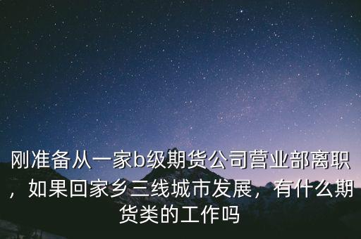 剛準(zhǔn)備從一家b級(jí)期貨公司營業(yè)部離職，如果回家鄉(xiāng)三線城市發(fā)展，有什么期貨類的工作嗎