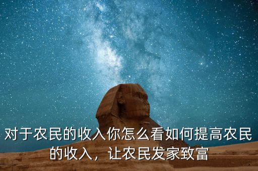 對于農民的收入你怎么看如何提高農民的收入，讓農民發(fā)家致富