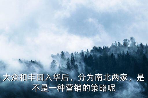 大眾和豐田入華后，分為南北兩家，是不是一種營銷的策略呢