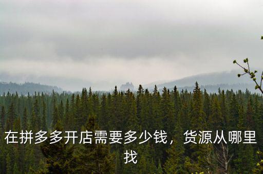 在拼多多開店需要多少錢，貨源從哪里找