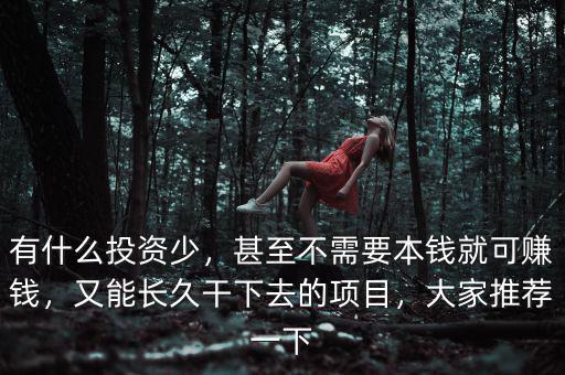 有什么投資少，甚至不需要本錢就可賺錢，又能長久干下去的項(xiàng)目，大家推薦一下