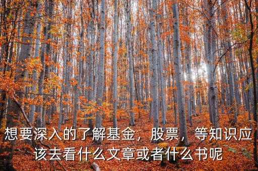想要深入的了解基金，股票，等知識應該去看什么文章或者什么書呢