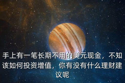 手上有一筆長期不用的美元現(xiàn)金，不知該如何投資增值，你有沒有什么理財(cái)建議呢